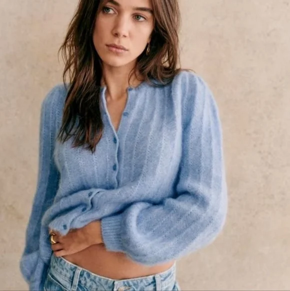 Sezane Amance Cardigan Light Blue - Size S - Picture 3 of 13